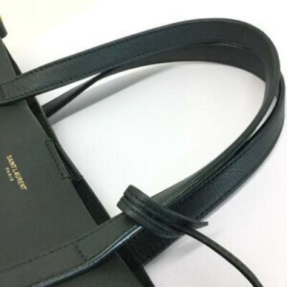 SAINT LAURENT Tote Bag Shoulder Leather Khaki Green - Picture 9 of 15